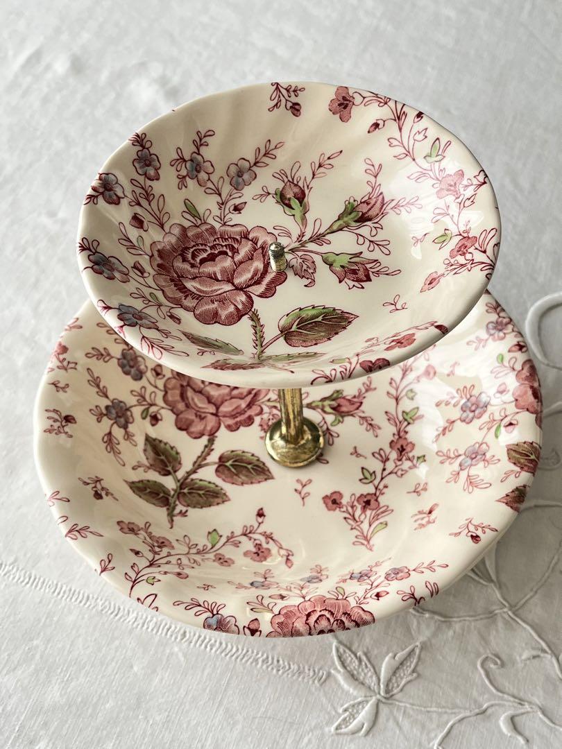 【美品】JOHNSON BROTHERS 薔薇 アフタヌーンティプレート2958