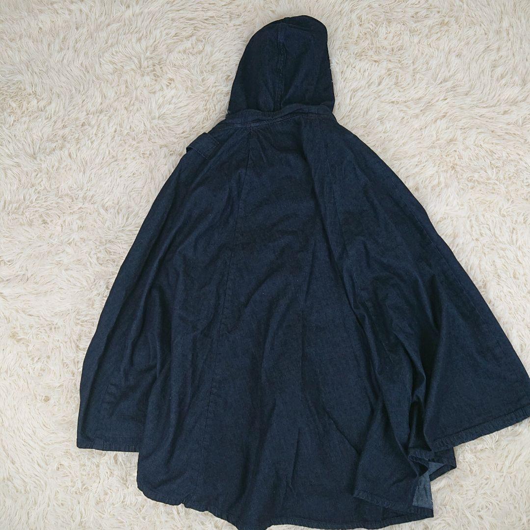新品タグ付 デニム ポンチョ 梵  撥水加工 ケヤキ 木環