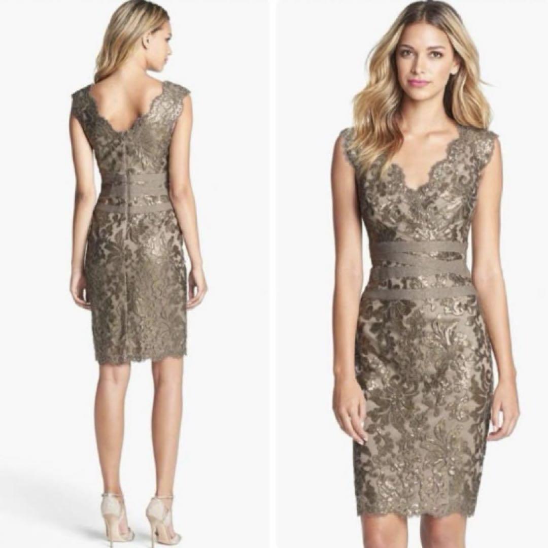 TADASHI SHOJI タダシショージ YOKEシルバースパンコールドレス