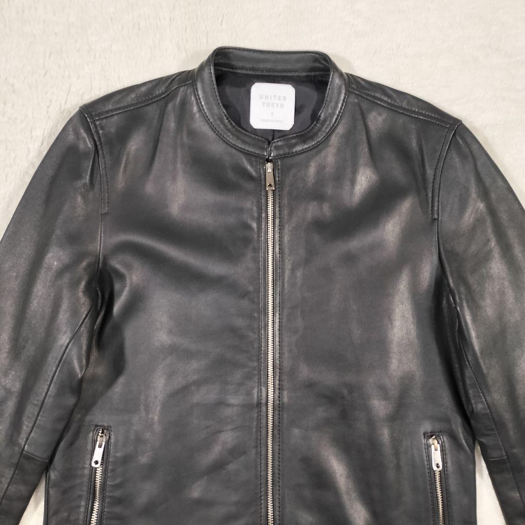 【良品】ユナイテッド　トウキョウ　シングルライダースジャケット　ラムレザー　黒