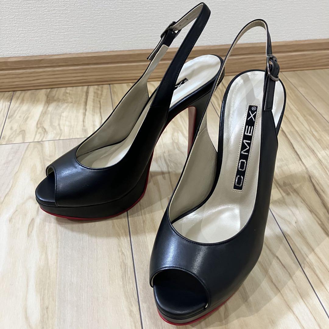 ✨ 極美品✨コメックス オープントゥ ハイヒール パンプス L レッドソール 黒