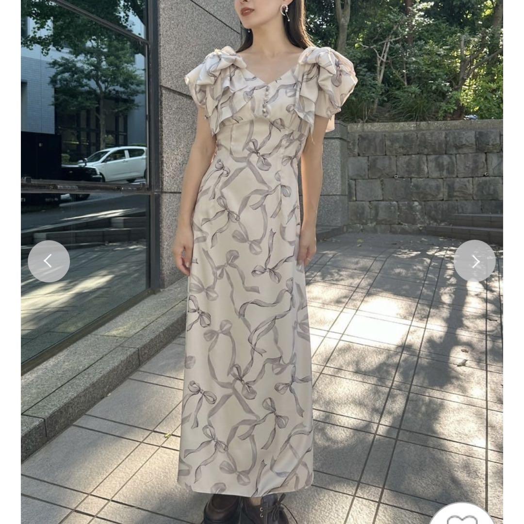 SNIDEL リボンスリーブデザインワンピース LBEG 0