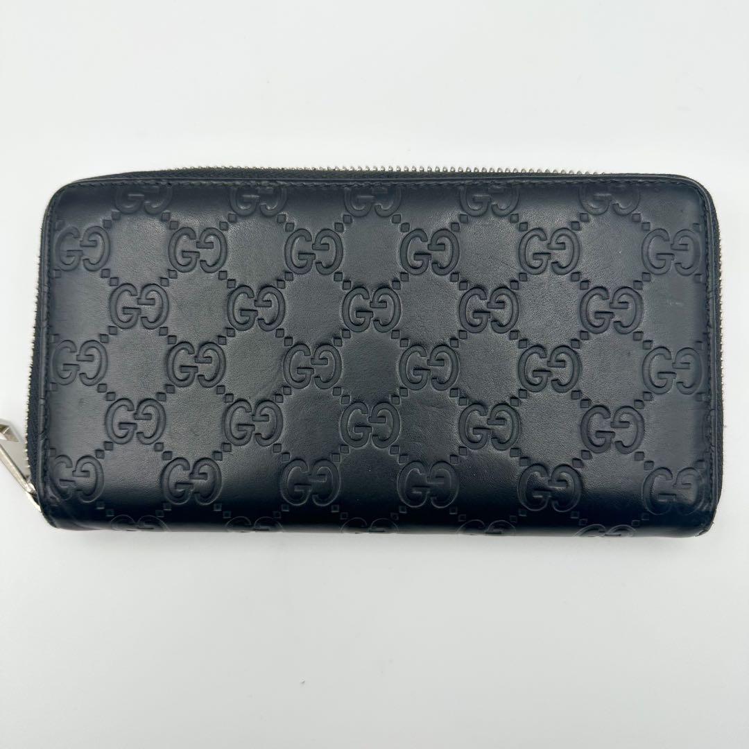 0425【極美品】グッチ　長財布　ドリアン　シマ　ラウンドジップ　黒　GG