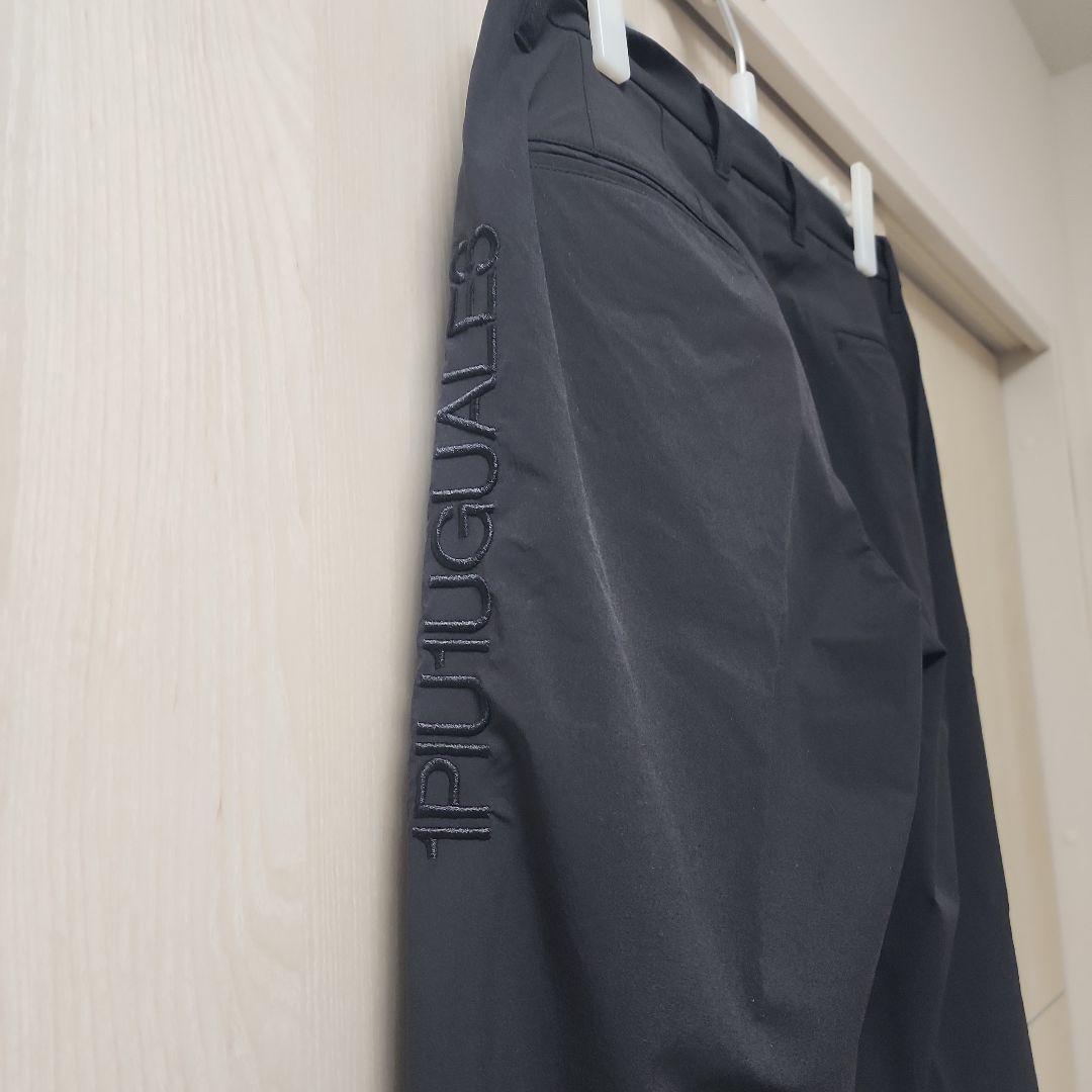 1PIU1UGUALE3 　刺繍ロゴ入りスリムフィットパンツ　スラックス　黒