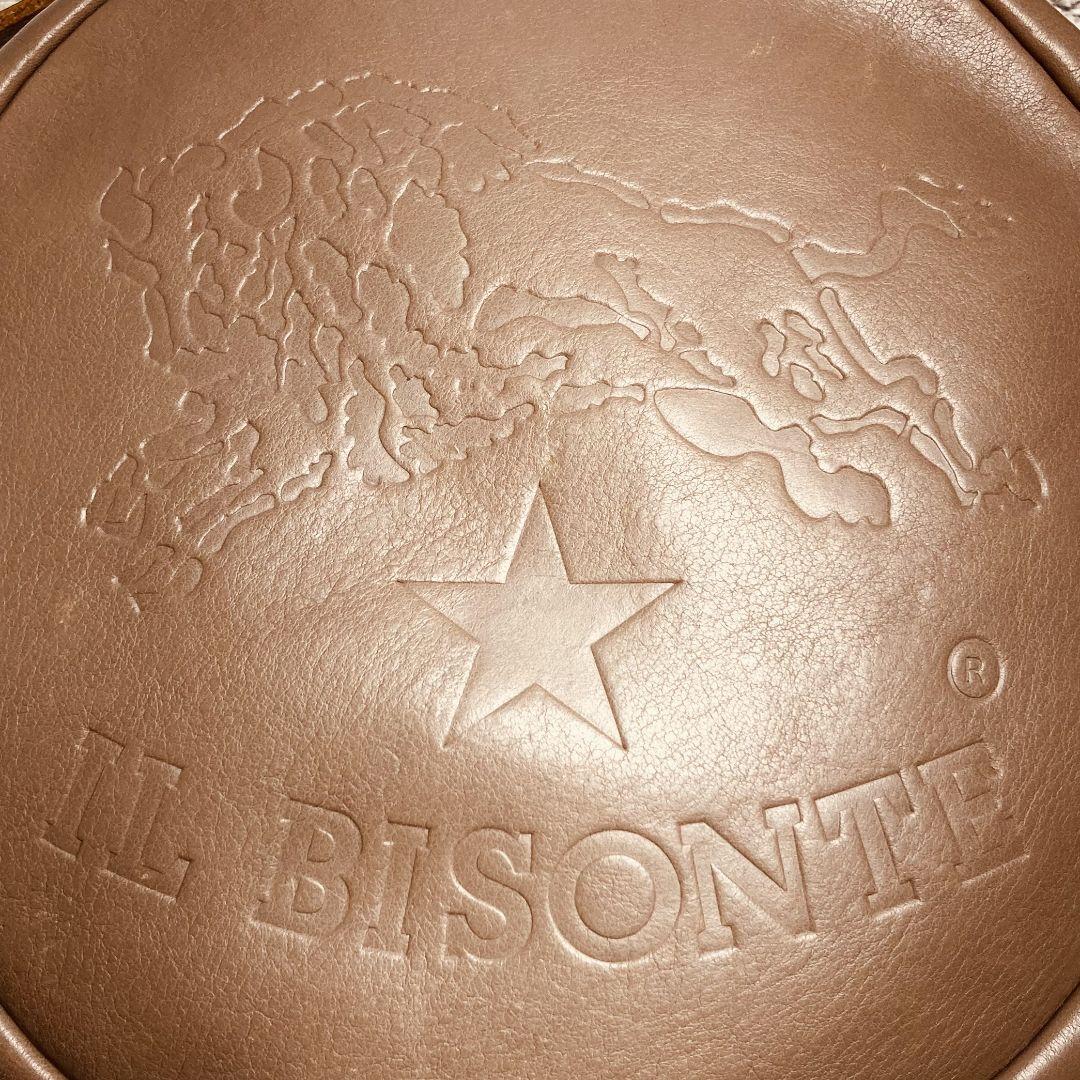 【美品　希少】IL BISONTE　ショルダーバッグ　ビッグロゴ　丸型　斜め掛け