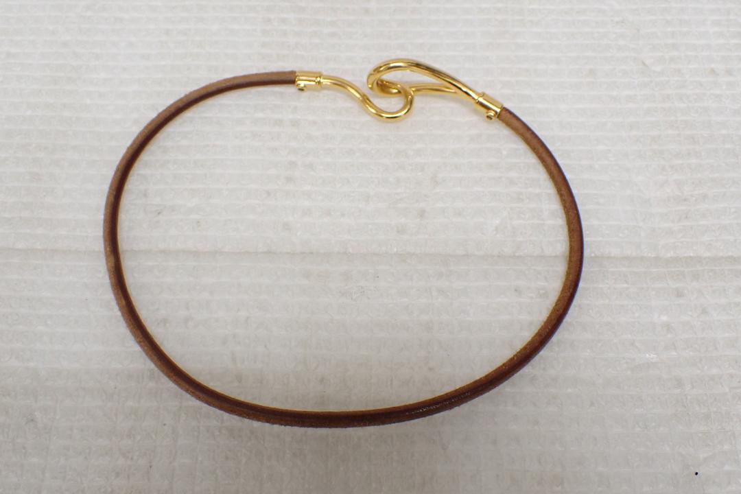 HERMES エルメス ジャンボチョーカー レザーブレスレット ブラウンB1-A