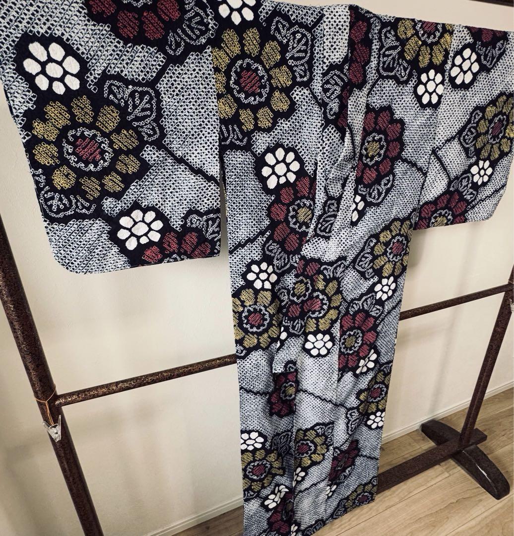 超美品 有松絞り 綿 本染浴衣 総絞り 浴衣 着物 夏物 157 ピンク
