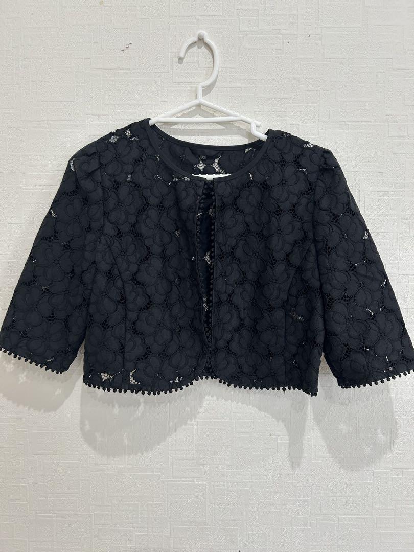 TO BE CHIC 花柄レース 半袖カーディガン ボレロ 大きいサイズ