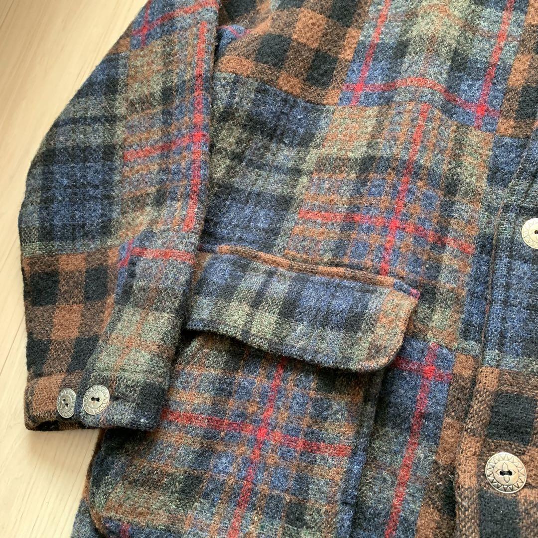 【USA製】 Woolrich ウール パッチワーク コート L