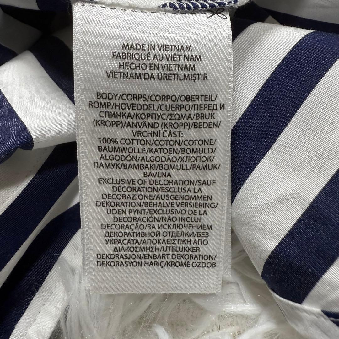 美品 ラルフローレン ストライプ ワンピース ポニー刺繍 ネイビー ホワイト M