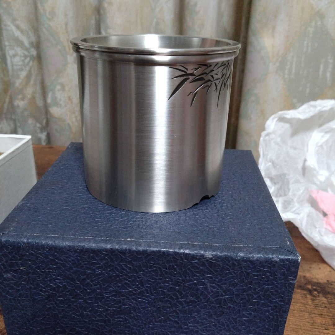 【未使用品】こぼし　純錫　鍛栄造　梹錫　廣秀刻 　茶こぼし
