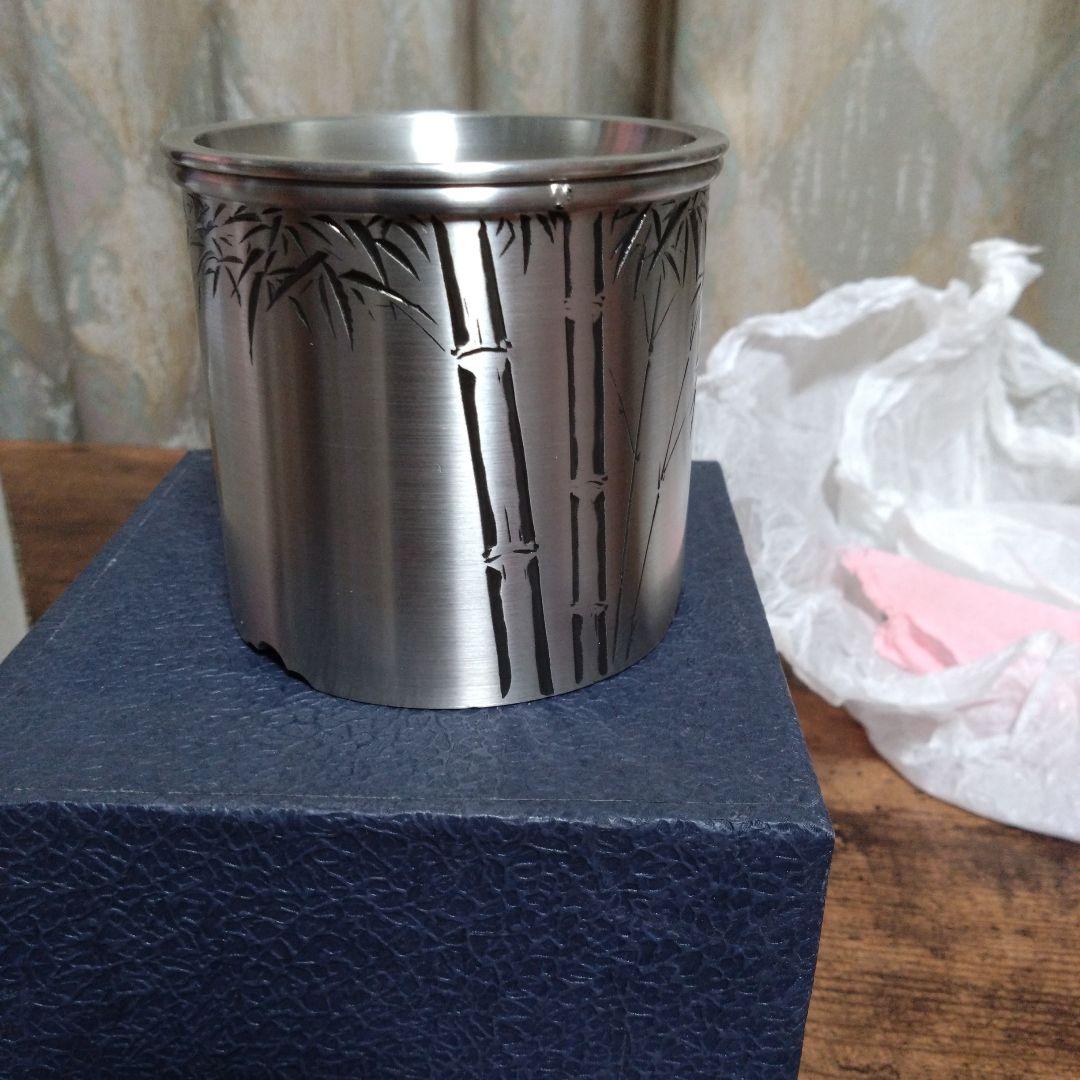 【未使用品】こぼし　純錫　鍛栄造　梹錫　廣秀刻 　茶こぼし