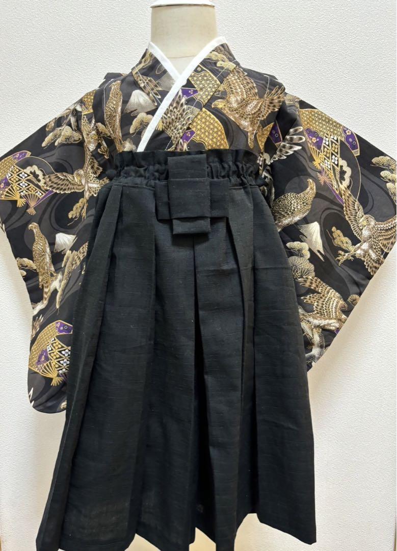 【専用】ベビー袴　キッズ袴　黒鷹×黒　100サイズ