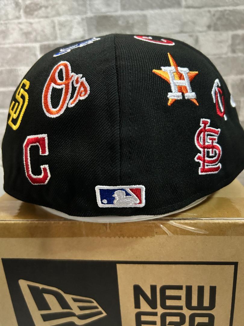 MLB希少allover全チームロゴ刺繍59FIFTYベースボールキャップ1/2