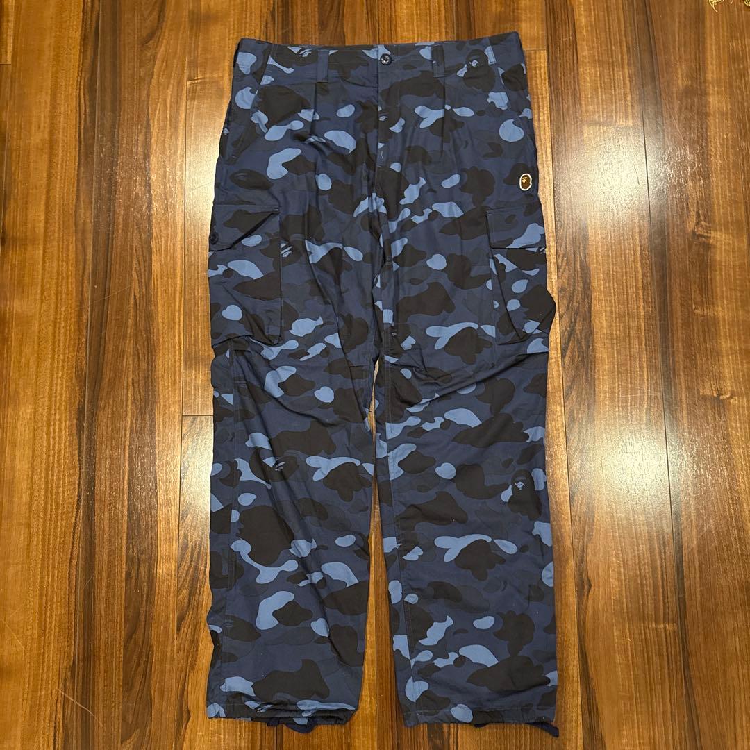 A BATHING APE ネイビー迷彩柄ミリタリーパンツXL LL A BATHING APE