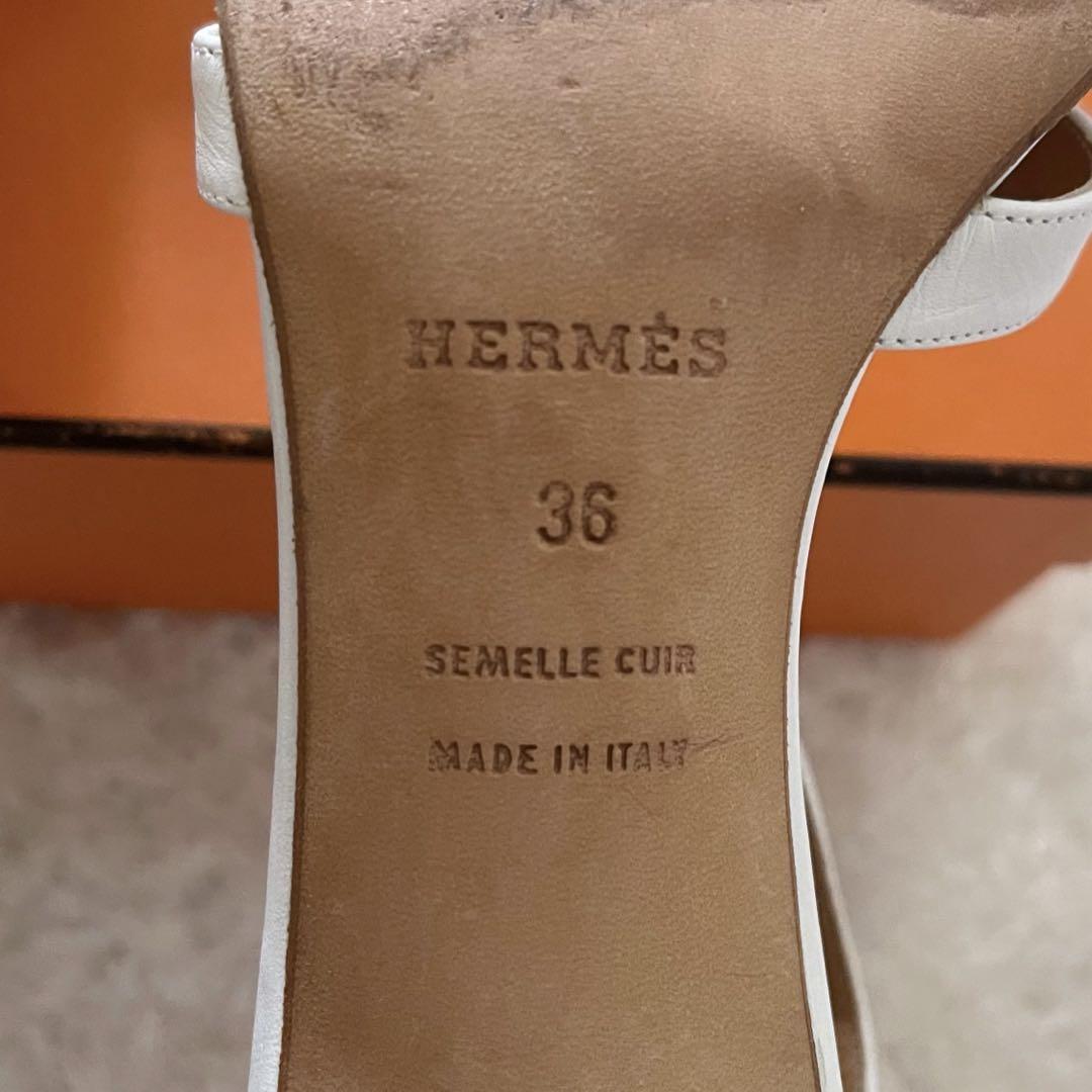 HERMES★エルメス・レザーストラップ ウッド サンダル(36) HERMES エルメス ウッドバックルストラップ レザーサンダル 36
