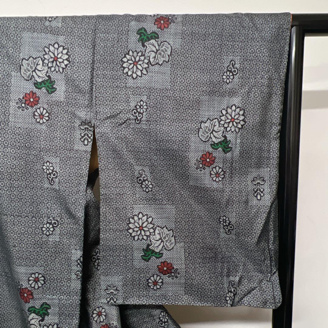 入荷nowオンラインストア 小紋 菊花 013t 着物 オレンジ裏地 幾何学模様 小花 着物・浴衣