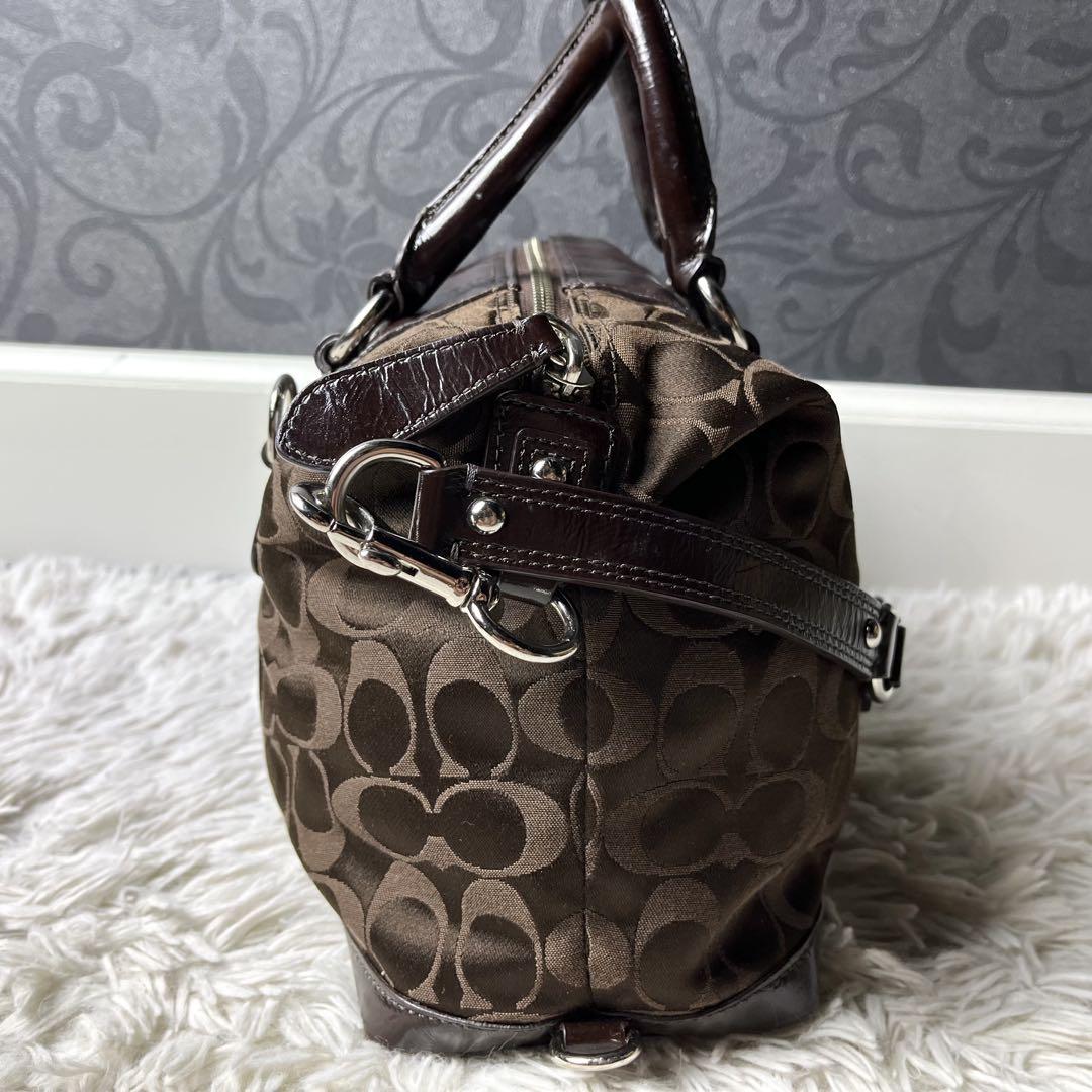 【美品✨】COACH ハンドバッグ 2way シグネチャー ブラウン
