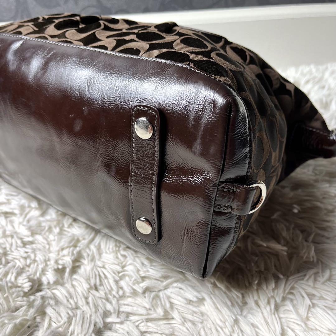 【美品✨】COACH ハンドバッグ 2way シグネチャー ブラウン