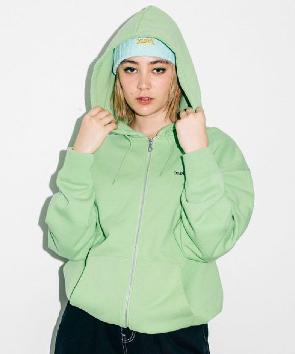 LOGO STITCHED ZIP UP SWEAT HOODIE X-girl クリアランス超高品質 