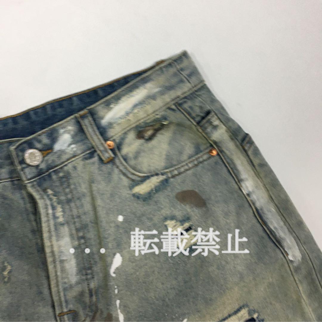 VETEMENTS トラッシュドビッグシェイプデニムパンツ 32 VETEMENTS トラッシュドビッグシェイプデニムパンツ パンツ