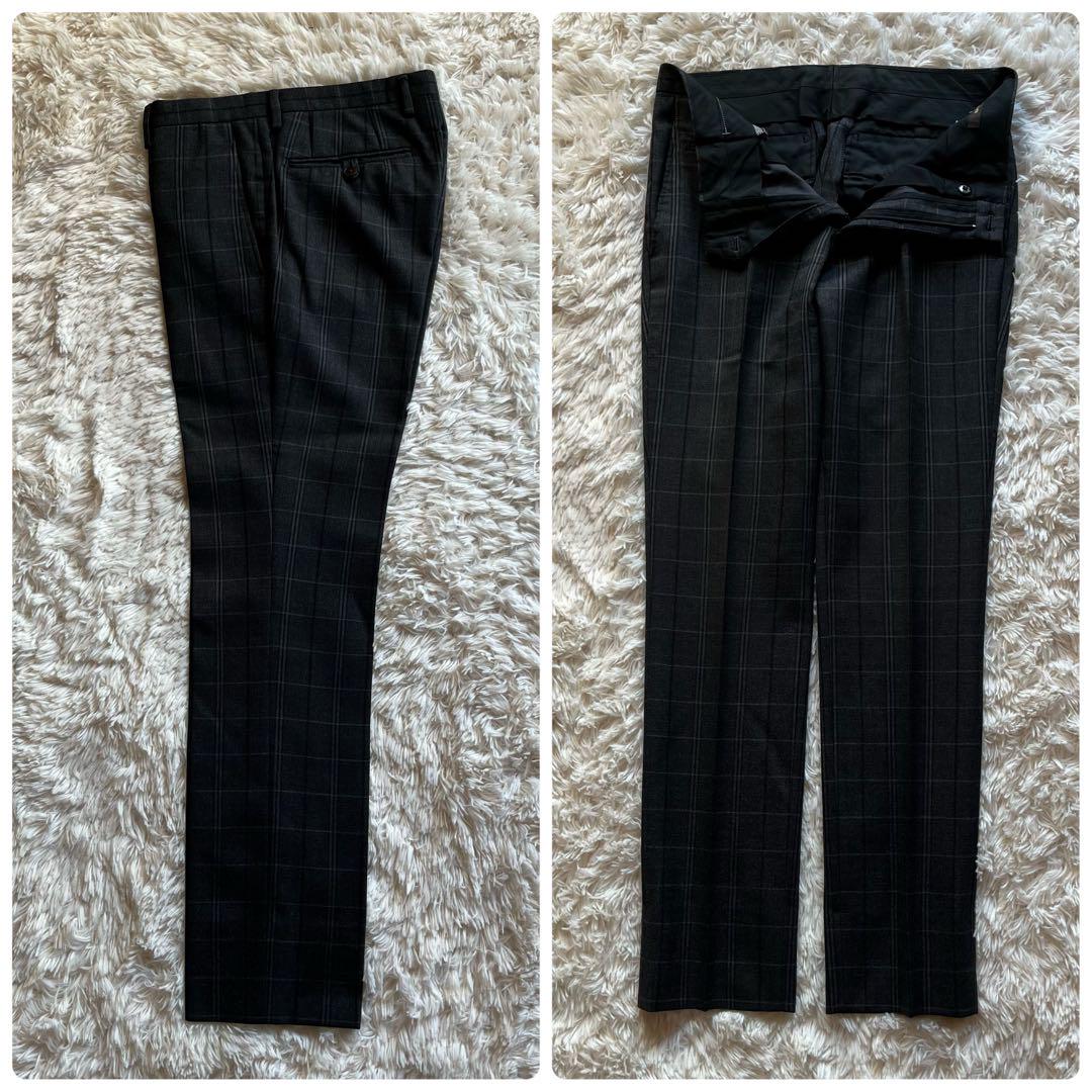 美品COMME CA MENセットアップ グレー チェック柄 グレー 44