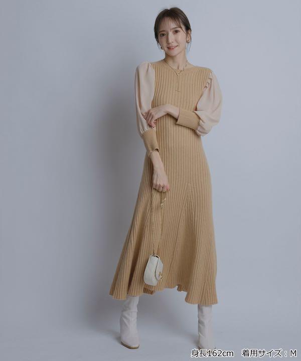 ドアローズ⅝ Rirandture めるる V2Xmz-m14295624402 袖シフォンニットワンピース ≽ーデュオ