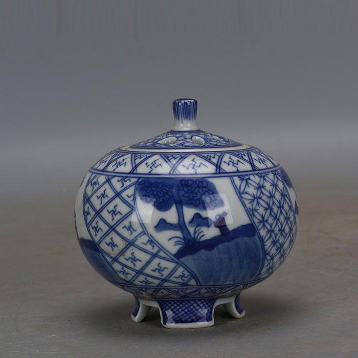 手磁器青花五良大甫香炉 香薫炉 香道具 現代工芸品 美術品 置物