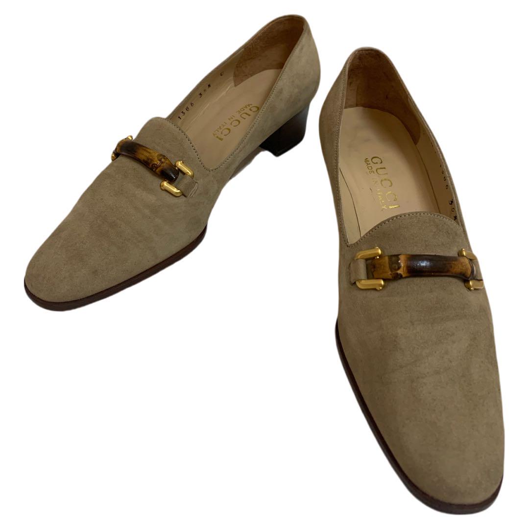 GUCCI VINTAGE ITALY製 バンブーホースビット レザーパンプス