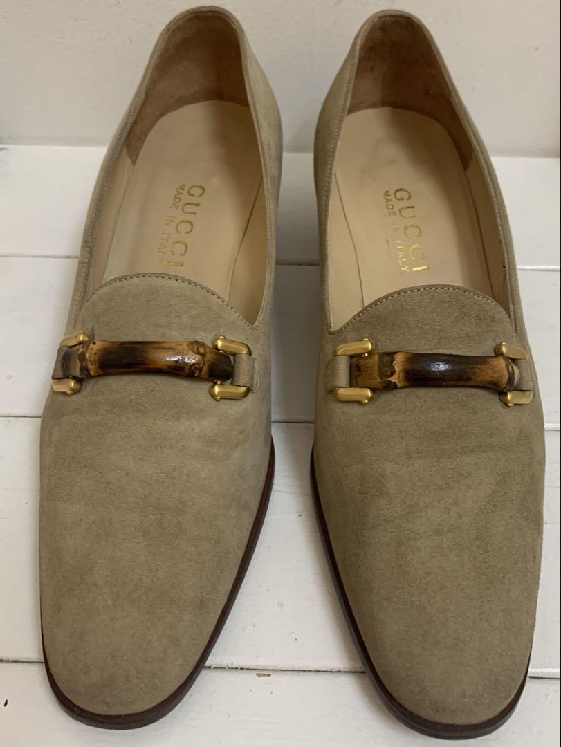 GUCCI VINTAGE ITALY製 バンブーホースビット レザーパンプス