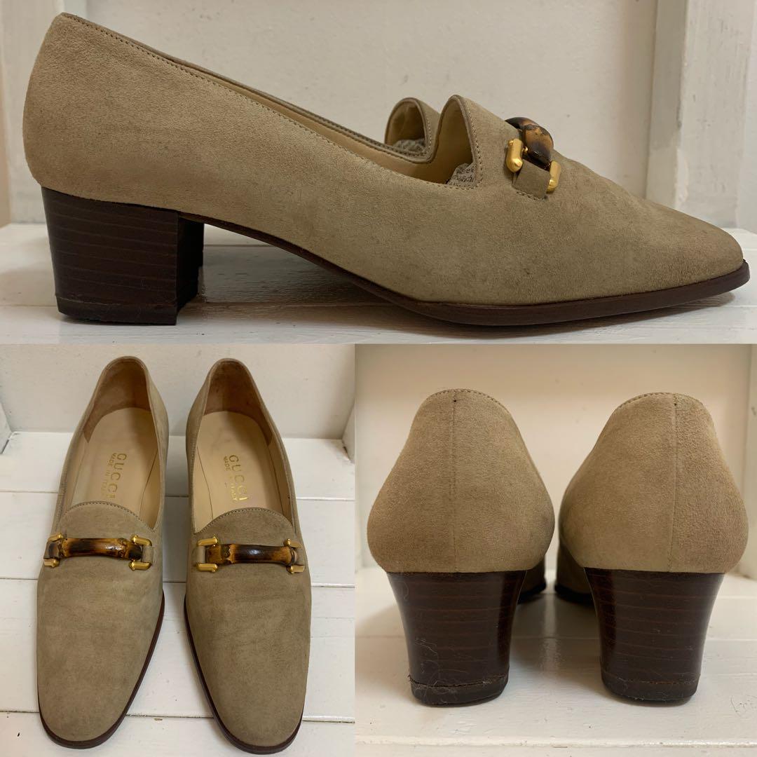 GUCCI VINTAGE ITALY製 バンブーホースビット レザーパンプス