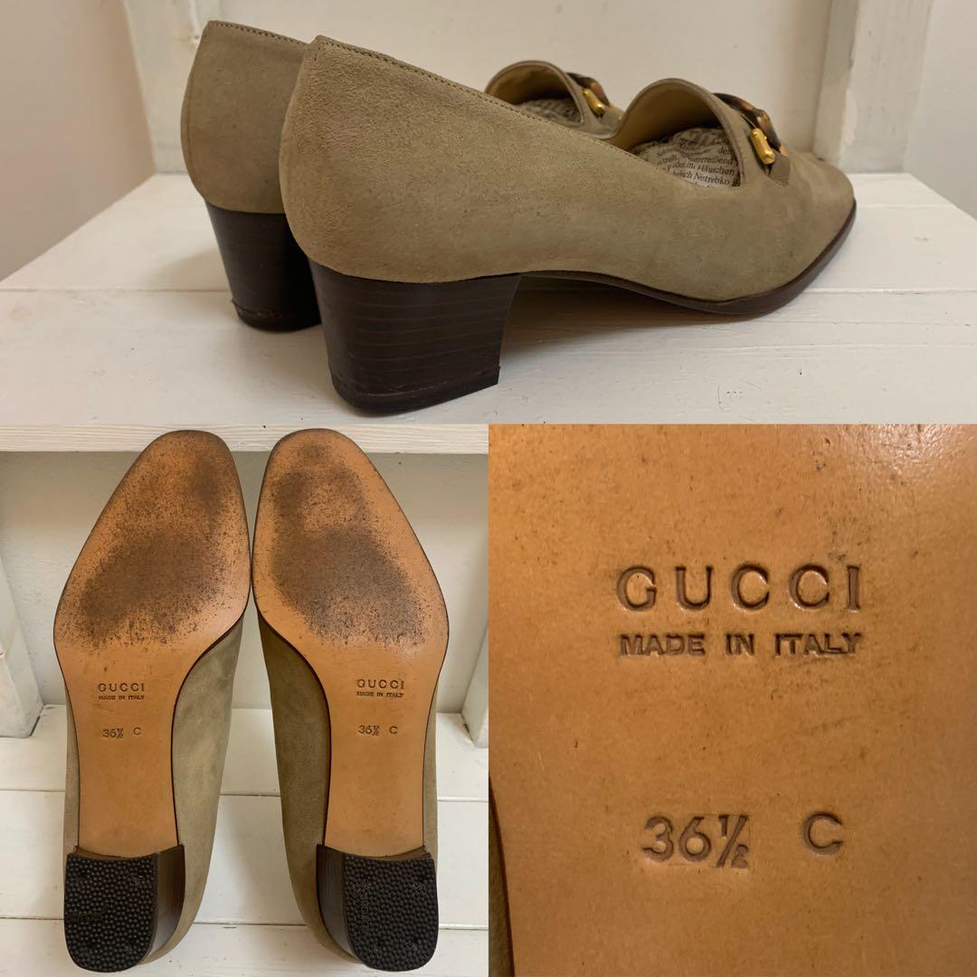 GUCCI VINTAGE ITALY製 バンブーホースビット レザーパンプス