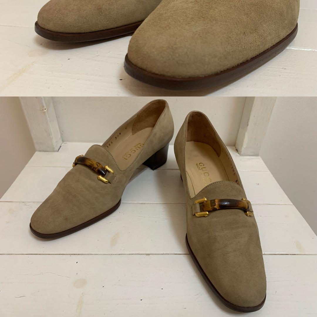 GUCCI VINTAGE ITALY製 バンブーホースビット レザーパンプス