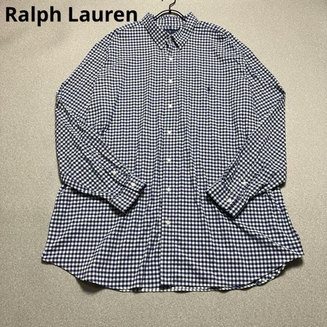 大きいサイズ 4XL ラルフローレン チェックシャツ ネイビー