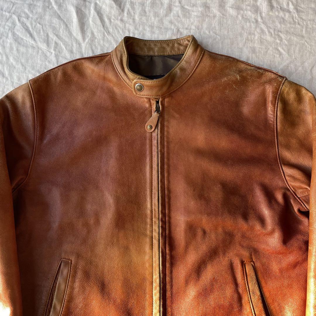 Schott ショット レザージャケット ブラウン シングルライダース L