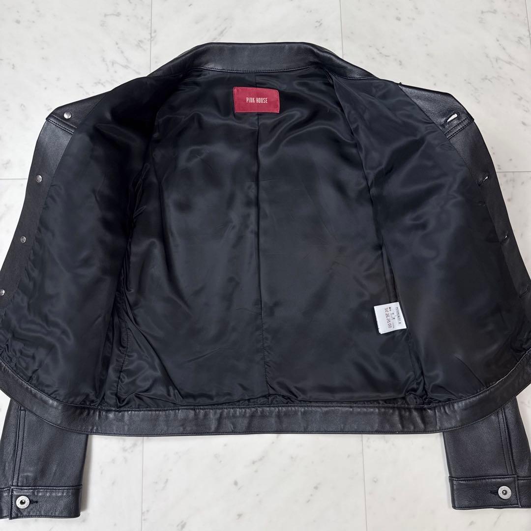 ピンクハウス ラムレザー 本革 レザージャケット ブラック Lサイズ ピンクハウス ラムレザー 本革 レザージャケット ブラック Lサイズ