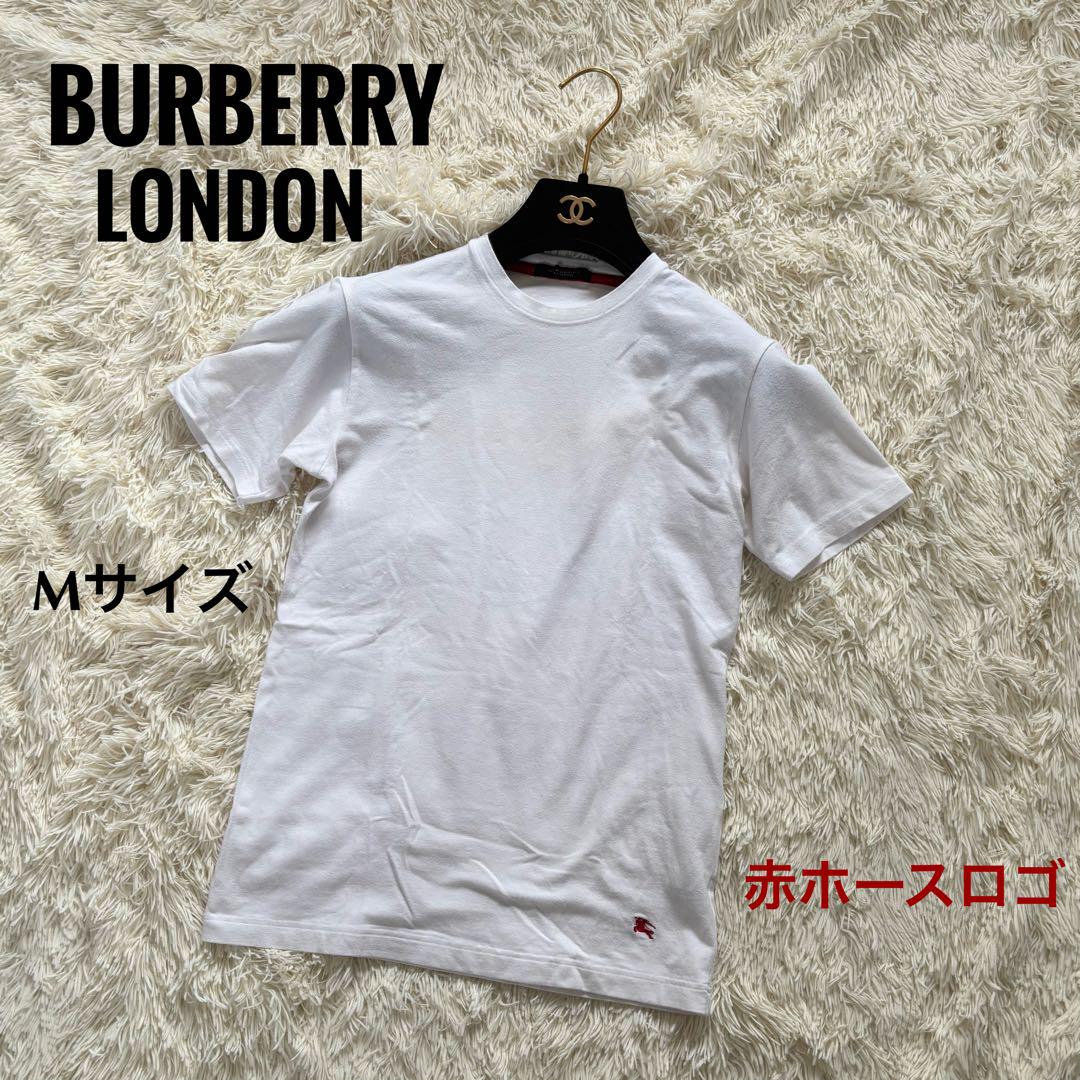 BURBERRY LONDON ホワイト　半袖　Tシャツ　赤　ホースロゴ　M 白