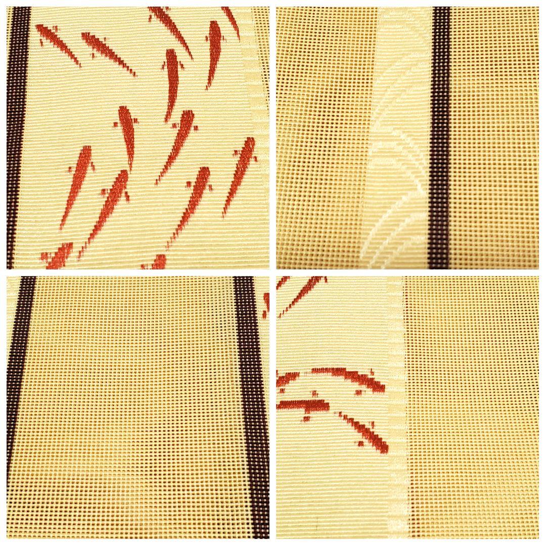 金魚模様 ベージュ 全通 薄物 夏用 絽 紗 松葉仕立て名古屋帯
