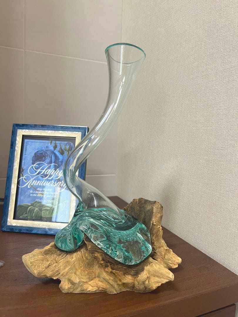 流木ガラス　インテリア【C】　レア　スパイラル　フラワーベース