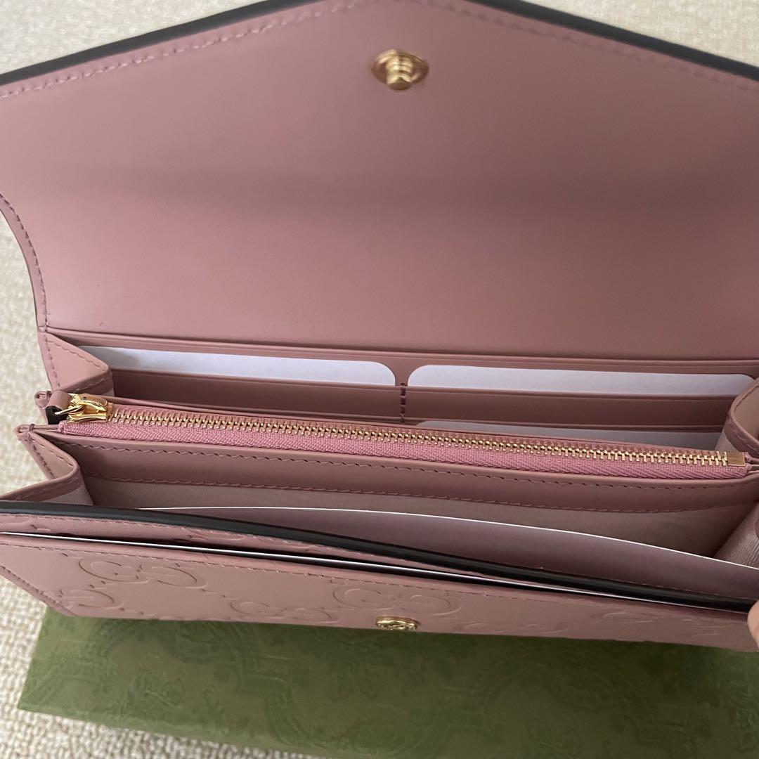 新色発売♪【GUCCI】ダブルG コンチネンタルウォレット ピンク 楽天市場】【美品】グッチ【GUCCI】ダブルG コンチネンタル