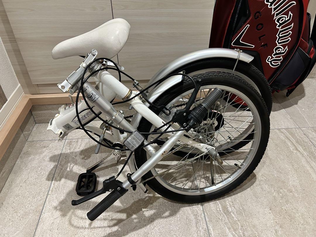 6段ギア変速付き折りたたみ自転車 ホワイト