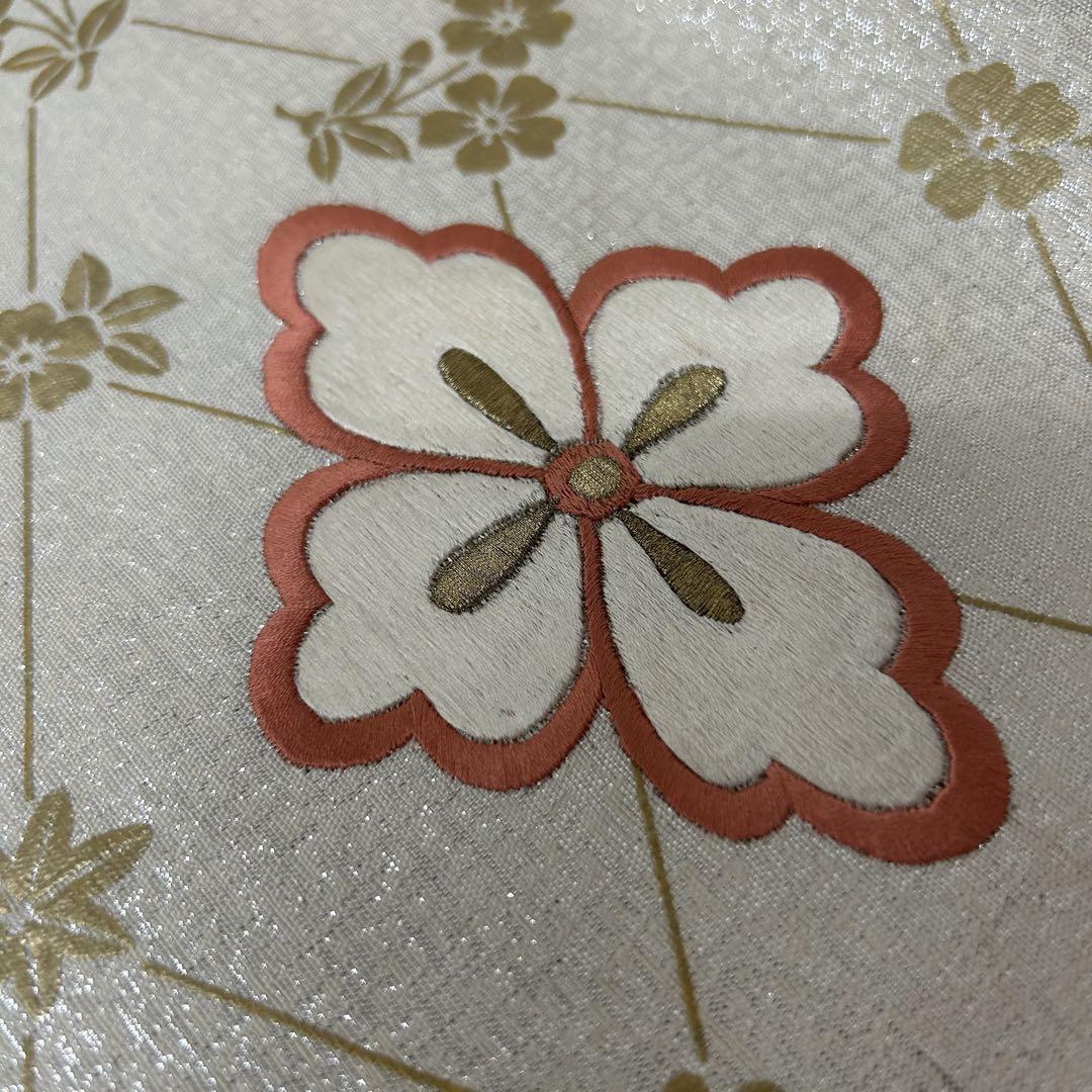 第一ネット MO-3329 名古屋帯 刺繍 菱形に花模様 金色 金糸 着物・浴衣