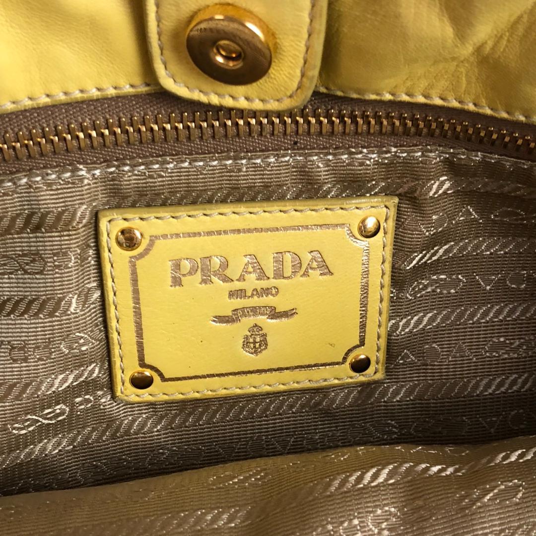 PRADA プラダ 2way ナッパ レザー ハンドバッグ イエロー レディース