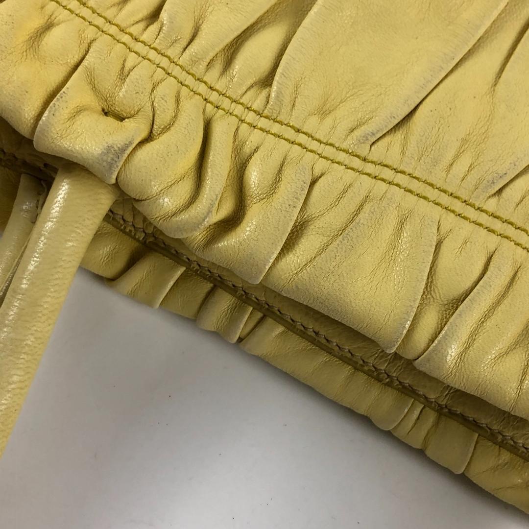 PRADA プラダ 2way ナッパ レザー ハンドバッグ イエロー レディース