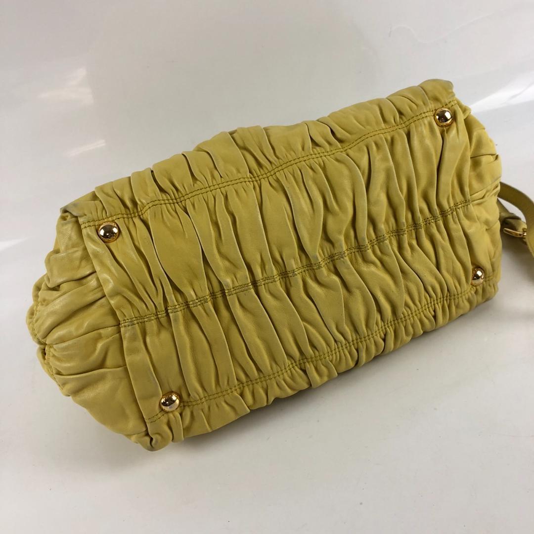 PRADA プラダ 2way ナッパ レザー ハンドバッグ イエロー レディース