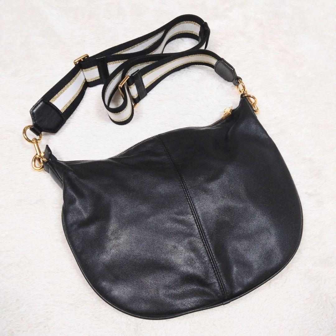 【美品】MARC JACOBS マークジェイコブス レザーショルダーバッグ 黒