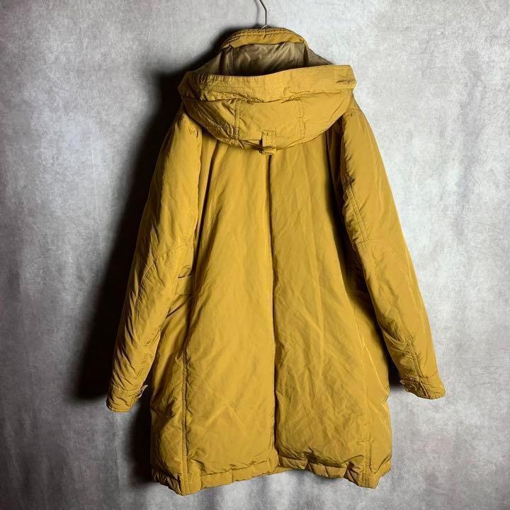 【ダウン　ジャケット　ベージュ　シンプル　多ポケット　京鴨ダウン　コート　古着】