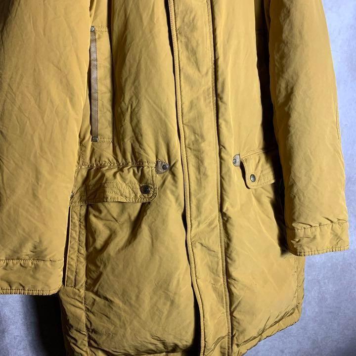 【ダウン　ジャケット　ベージュ　シンプル　多ポケット　京鴨ダウン　コート　古着】