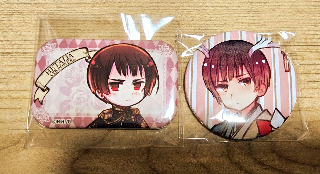 ヘタリア　コミケ　角　よこ長　缶バッジ　日本