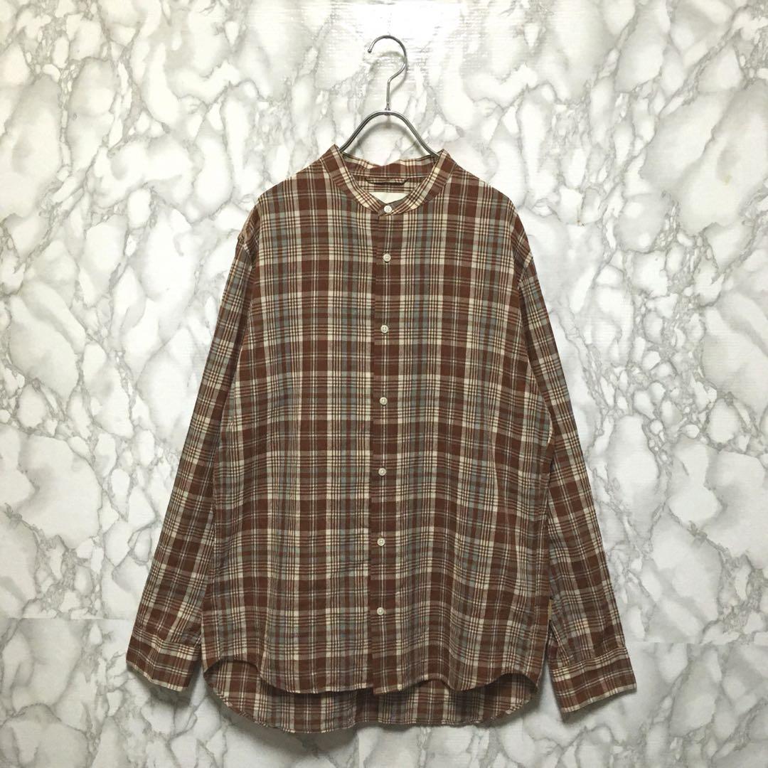 PUBLIC TOKYO パブリックトーキョー チェックシャツ ノーカラー
